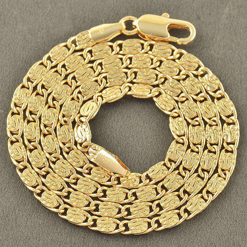 Mens Stunning 9K Gold Filled Embossed Swirl Link Chain  ( 50cm )